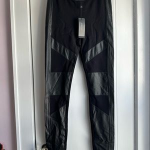 BCBG black faux leather and spandex leggings